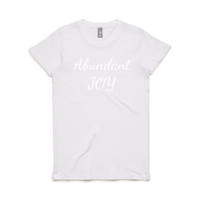 Abundant Joy - Women's Maple Tee - White Text Thumbnail