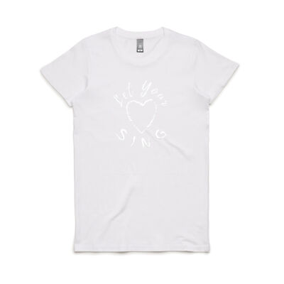 Let Your Heart Sing - Women's Maple Tee - White Text Thumbnail